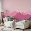 Minimalistic Abstract Mountains Wallpaper with Pink and Purple Hues for a Contemporary and Chic Home Decor