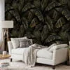 Vintage Charm Meets Tropical Beauty with Banana Leaves Pattern - Self-Adhesive Peel and Stick Dark Leaf Wallpaper for a Refreshed Bathroom or Bedroom