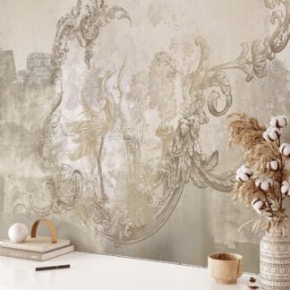 Vintage Style Wallpaper with Storks, Peel and Stick Self Adhesive Wall Mural, Classic Traditional Removable Wallpaper