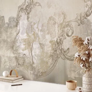 Vintage Style Wallpaper with Storks, Peel and Stick Self Adhesive Wall Mural, Classic Traditional Removable Wallpaper