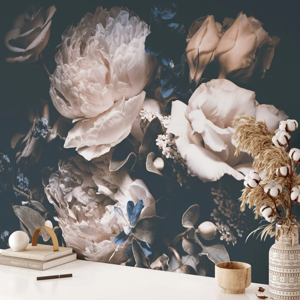 Vintage Flower Bouquet Wallpaper, Charming and Nostalgic Peel and Stick Wall Mural, Self Adhesive Removable Wallpaper for a Cozy Cottage Look