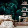 Rich and Luxurious Dark Green Cannifolium Leaves Pattern - Self-Adhesive Peel and Stick Green Nature Wallpaper with Tropical Charm