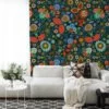 Colorful Flowers in Traditional Style Wallpaper - Floral Illustration with Multiple Colors and Textures Wall Mural