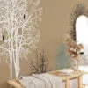 Peel and Stick Minimalist Trees and Birds Wallpaper with Customizable Sizes and Removable Properties for Modern Wall Decor in Living Rooms or Bedrooms