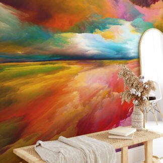 Self-Adhesive and Removable Colorful Sunset Mural Wallpaper - Perfect for a Quick Room Makeover