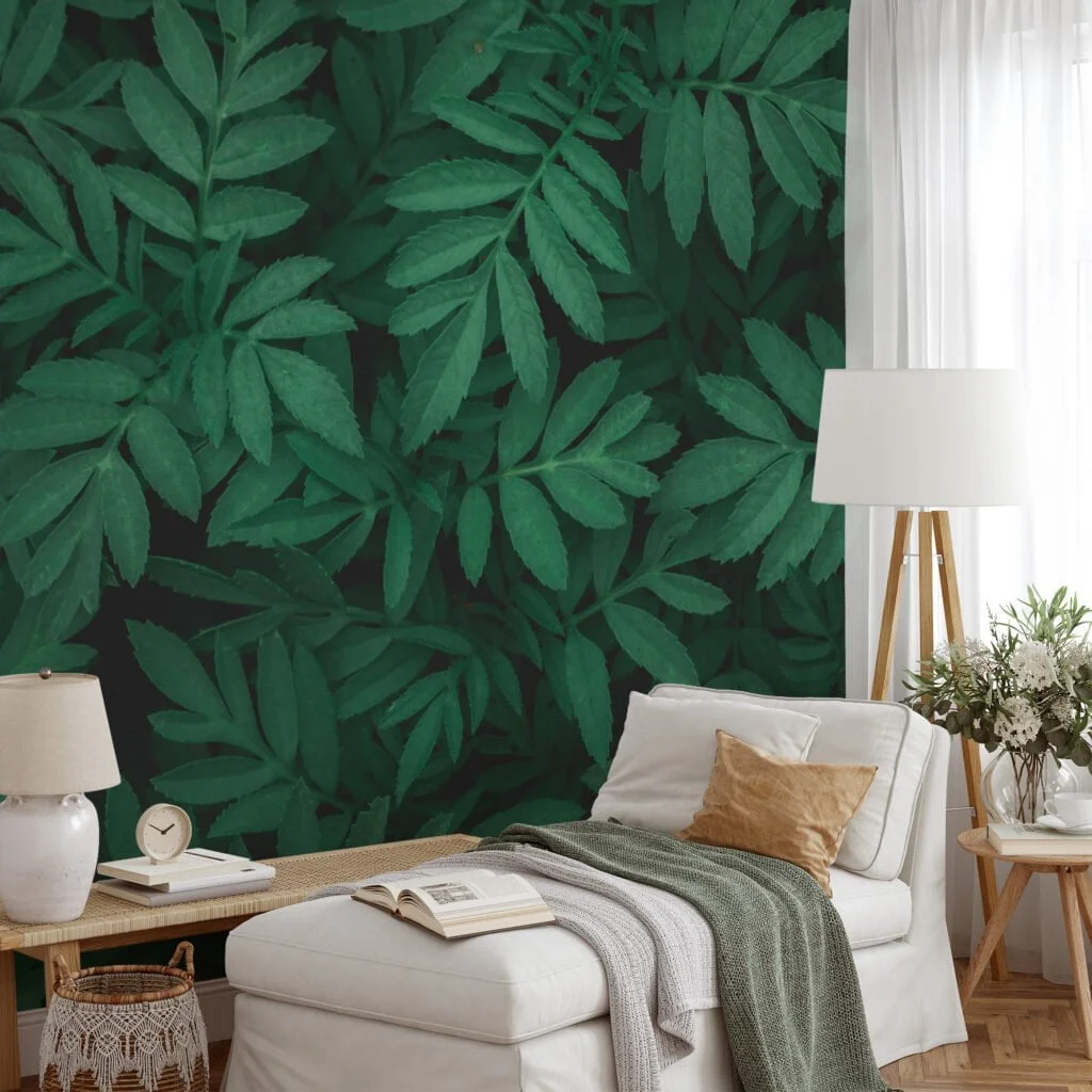 Nature-Inspired Green Leaves Pattern - Self-Adhesive Peel and Stick Botanical Wallpaper to Bring the Outdoors Inside, Removable for Easy Updating