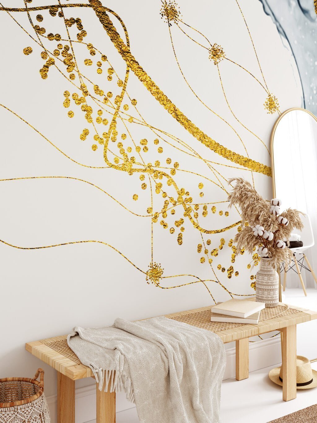 Abstract Gold Swirl Removable Wallpaper - Easy to Install Peel & Stick Mural