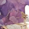 Pink and Purple Shades Marble Patterned Wallpaper - Removable Self-Adhesive Peel & Stick Wall Mural for Whimsical Home Decor