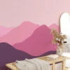 Minimalistic Abstract Mountains Wallpaper with Pink and Purple Hues for a Contemporary and Chic Home Decor