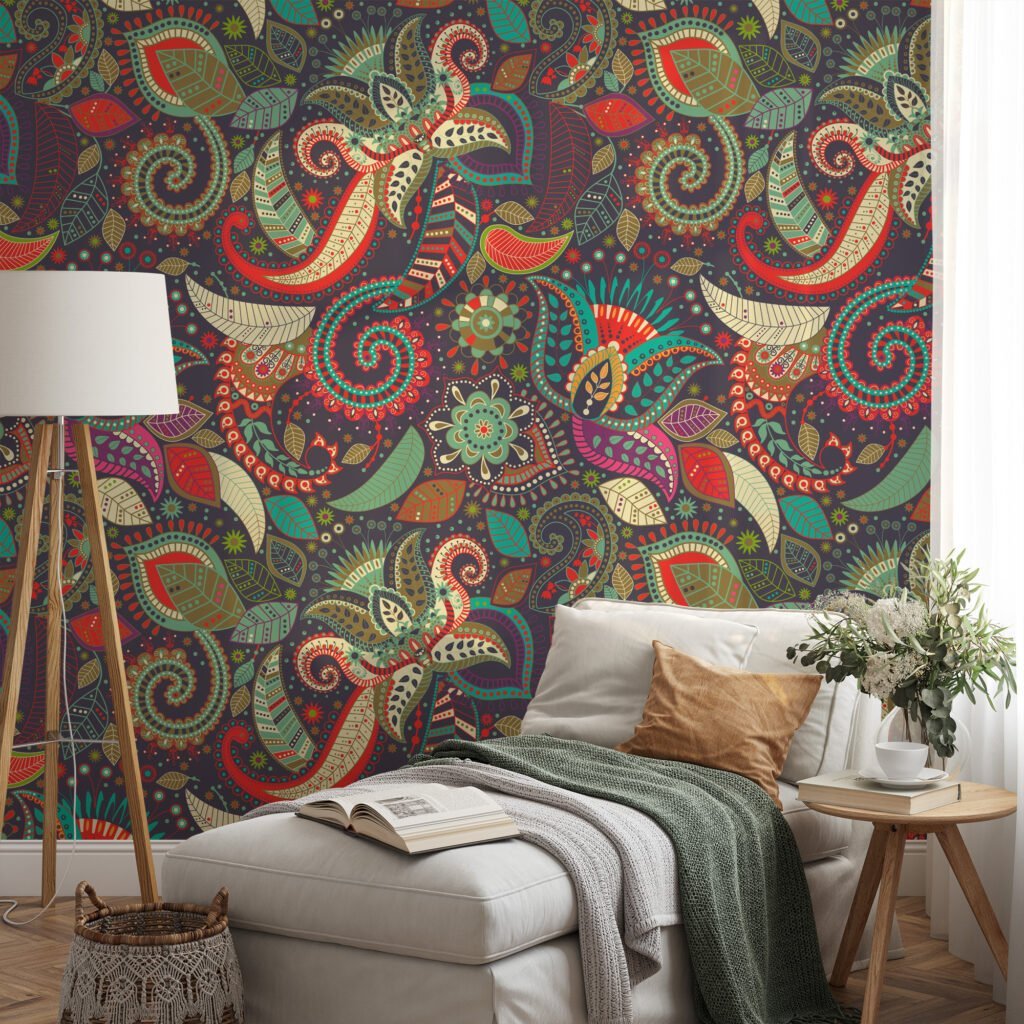 Large Floral Illustration in Traditional Style Wallpaper - Removable and Easy to Install with No Mess or Fuss