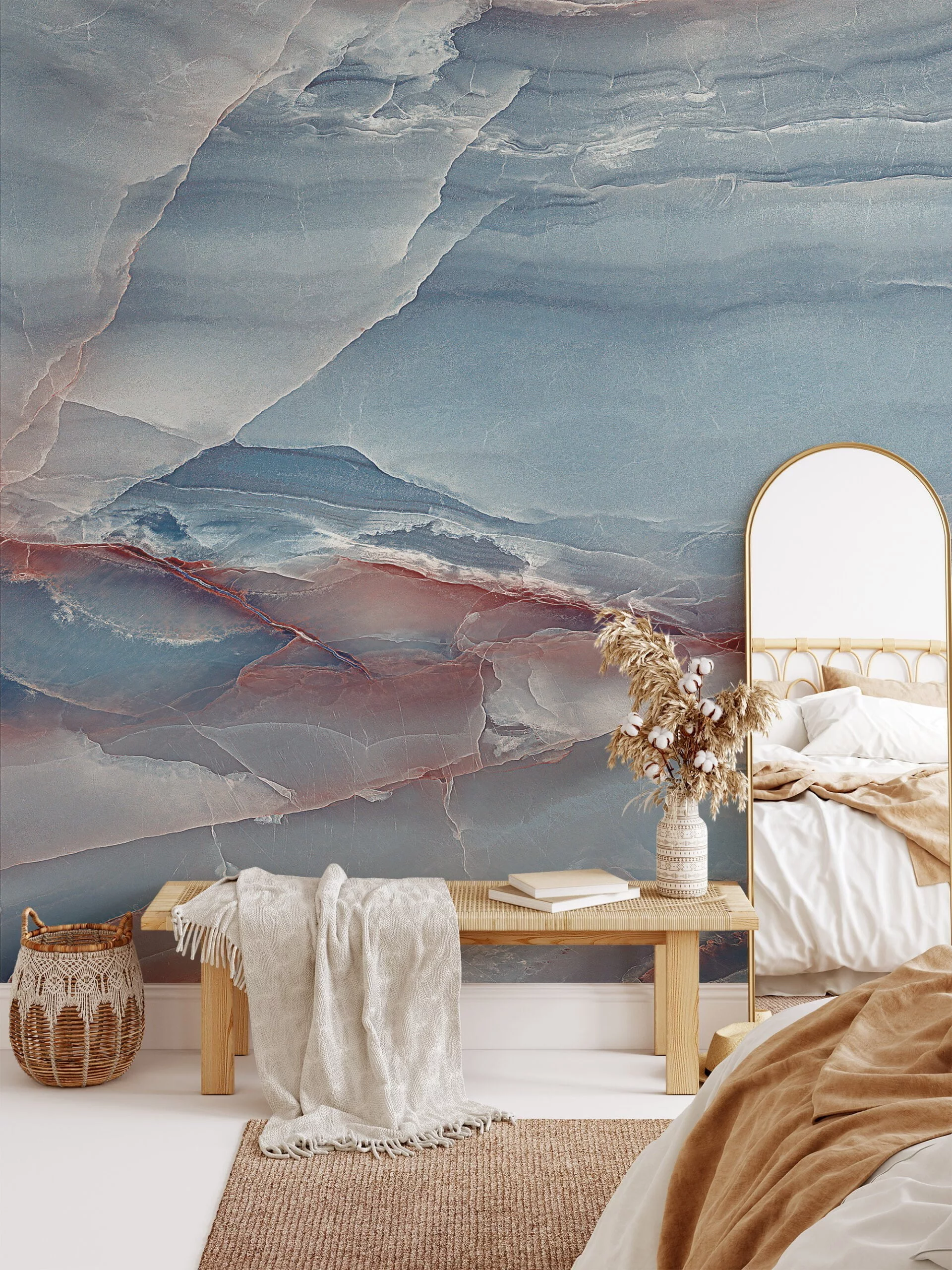 Blue Crystal Marble Wallpaper, a Peel & Stick Self Adhesive Mural that Adds Elegance to any Room