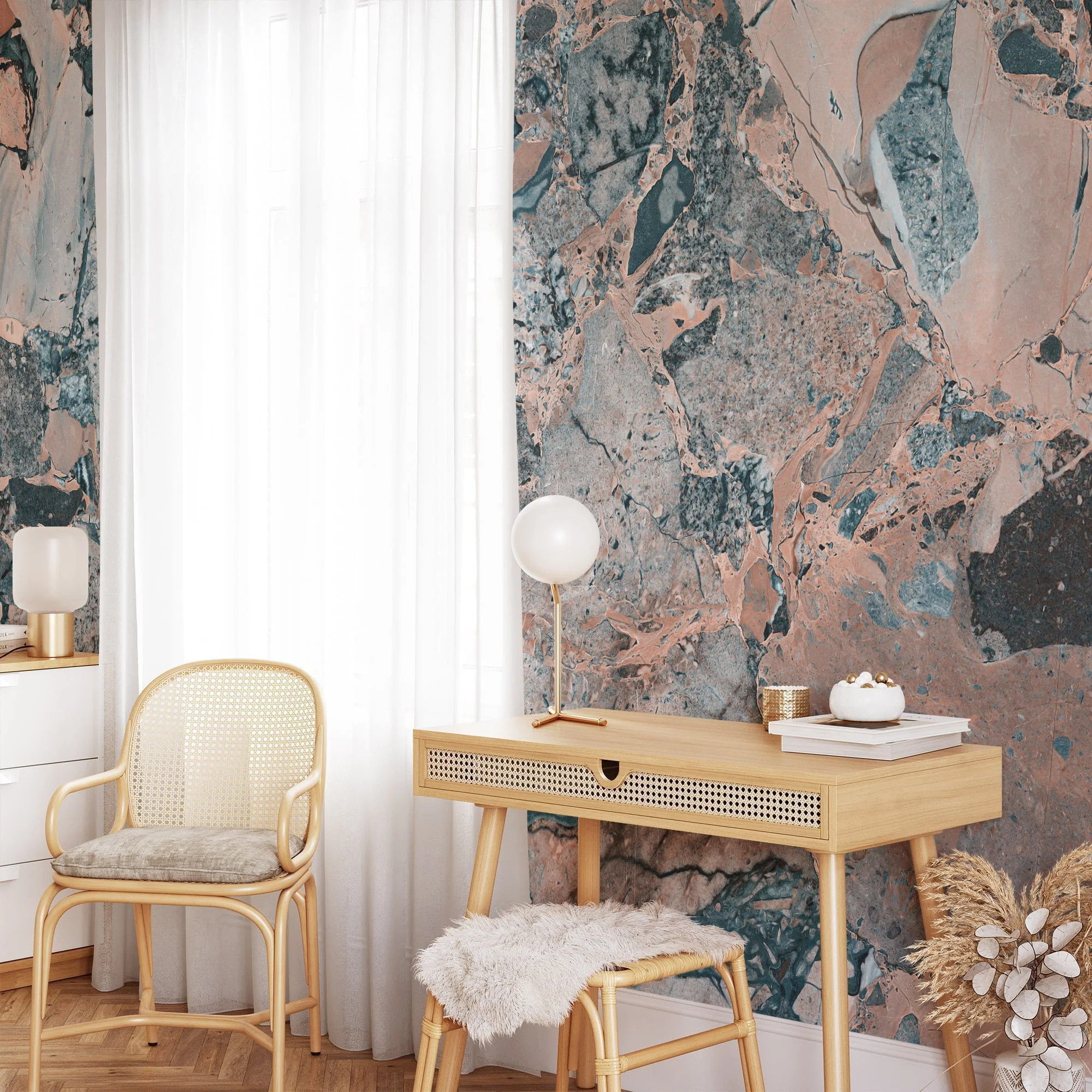 Mix Colored Stone Marble Wallpaper, Peel & Stick Self Adhesive Mural for a Bold and Modern Look