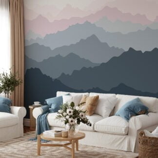 Simplistic Layered Mountains Wallpaper for a Calming and Serene Environment