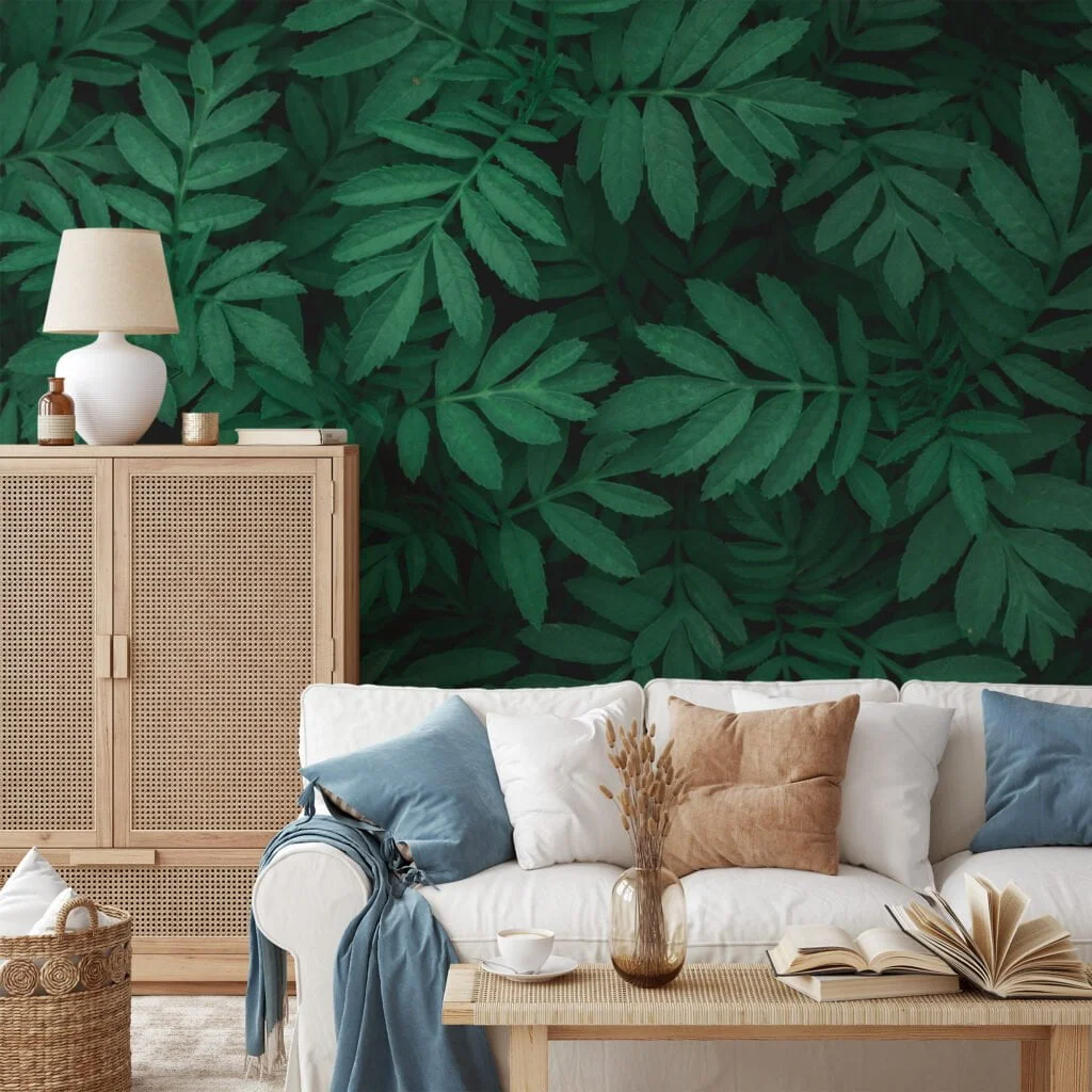 Nature-Inspired Green Leaves Pattern - Self-Adhesive Peel and Stick Botanical Wallpaper to Bring the Outdoors Inside, Removable for Easy Updating