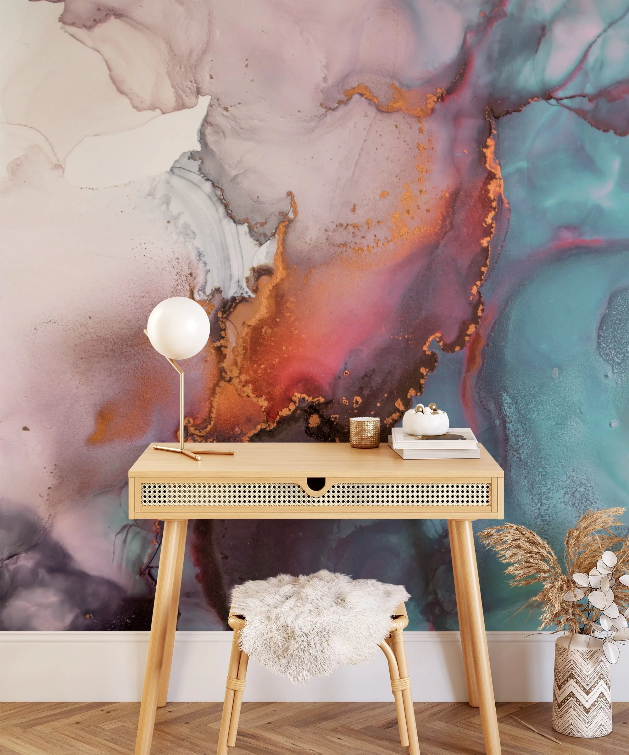 Add a Pop of Color with Colorful Ink Splashes Wall Mural, perfect for Offices, Bedrooms and Living Rooms