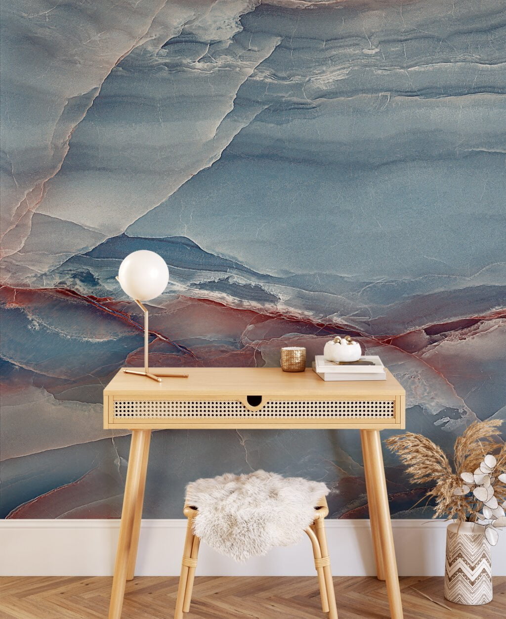Blue Crystal Marble Wallpaper, a Peel & Stick Self Adhesive Mural that Adds Elegance to any Room