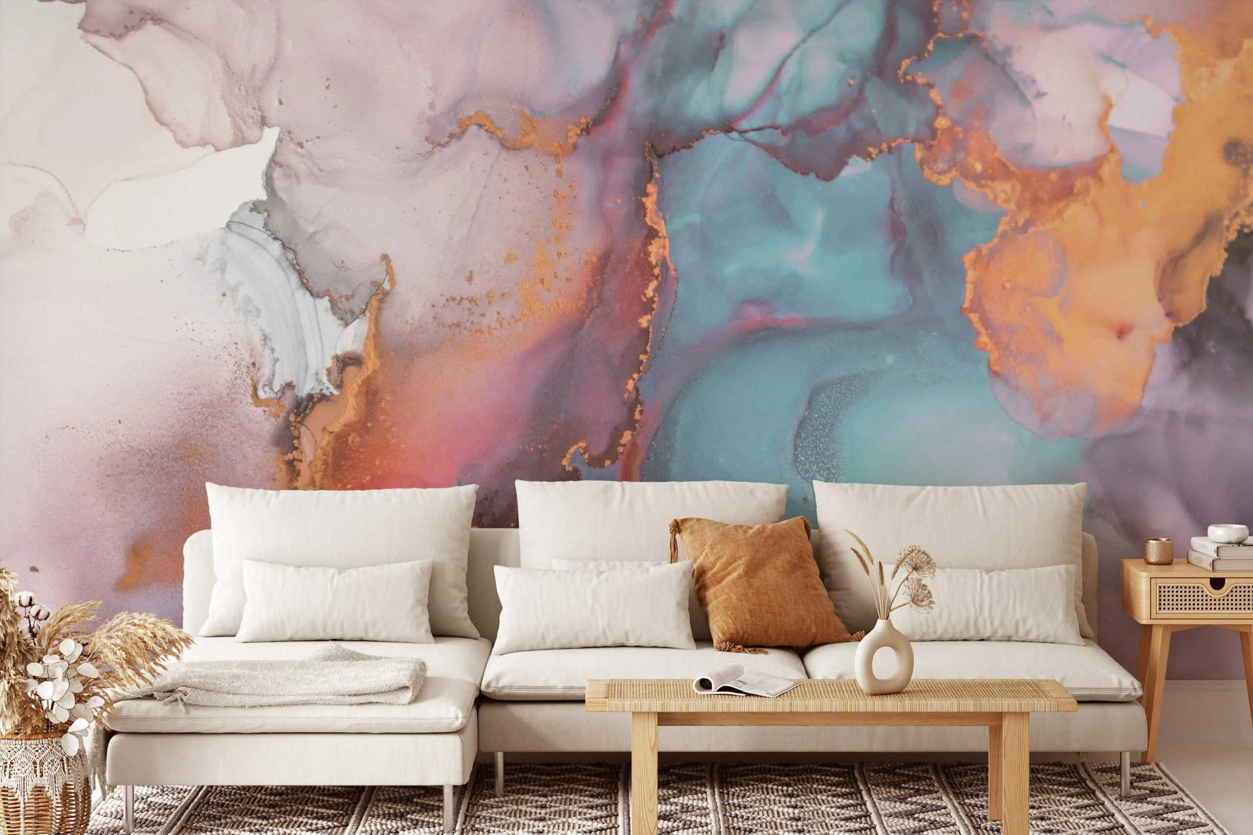 Add a Pop of Color with Colorful Ink Splashes Wall Mural, perfect for Offices, Bedrooms and Living Rooms