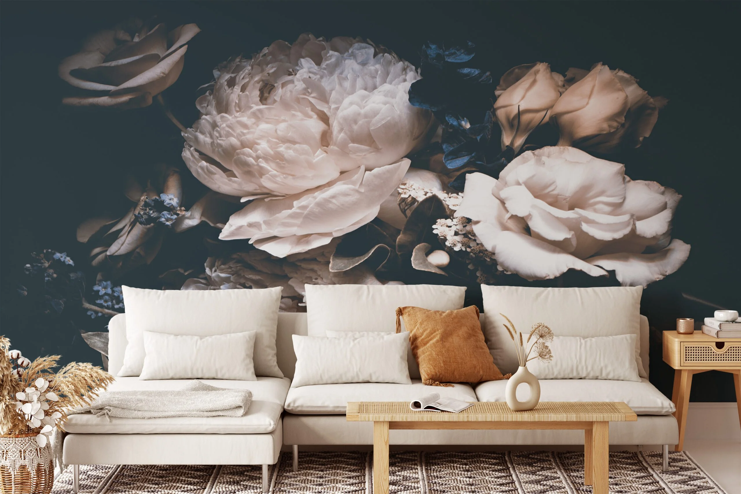 Vintage Flower Bouquet Wallpaper, Charming and Nostalgic Peel and Stick Wall Mural, Self Adhesive Removable Wallpaper for a Cozy Cottage Look