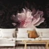 Soft Pink Floral Wallpaper, Large Blooming Flowers Wall Mural for Feminine Bedroom or Nursery