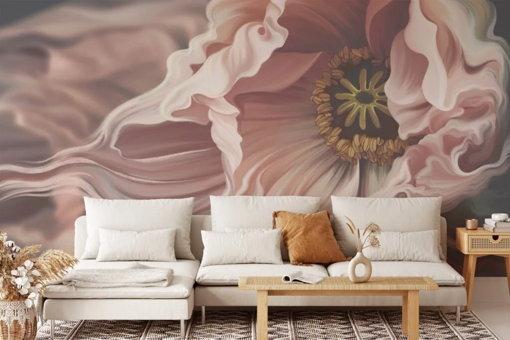 Vibrant Large Flower Design Wallpaper, Peel and Stick Removable Wall Mural for a Bold and Eye-Catching Statement