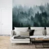 Stunning Foggy Dark Green Forest Wallpaper for a Mystical Nature-Inspired Look