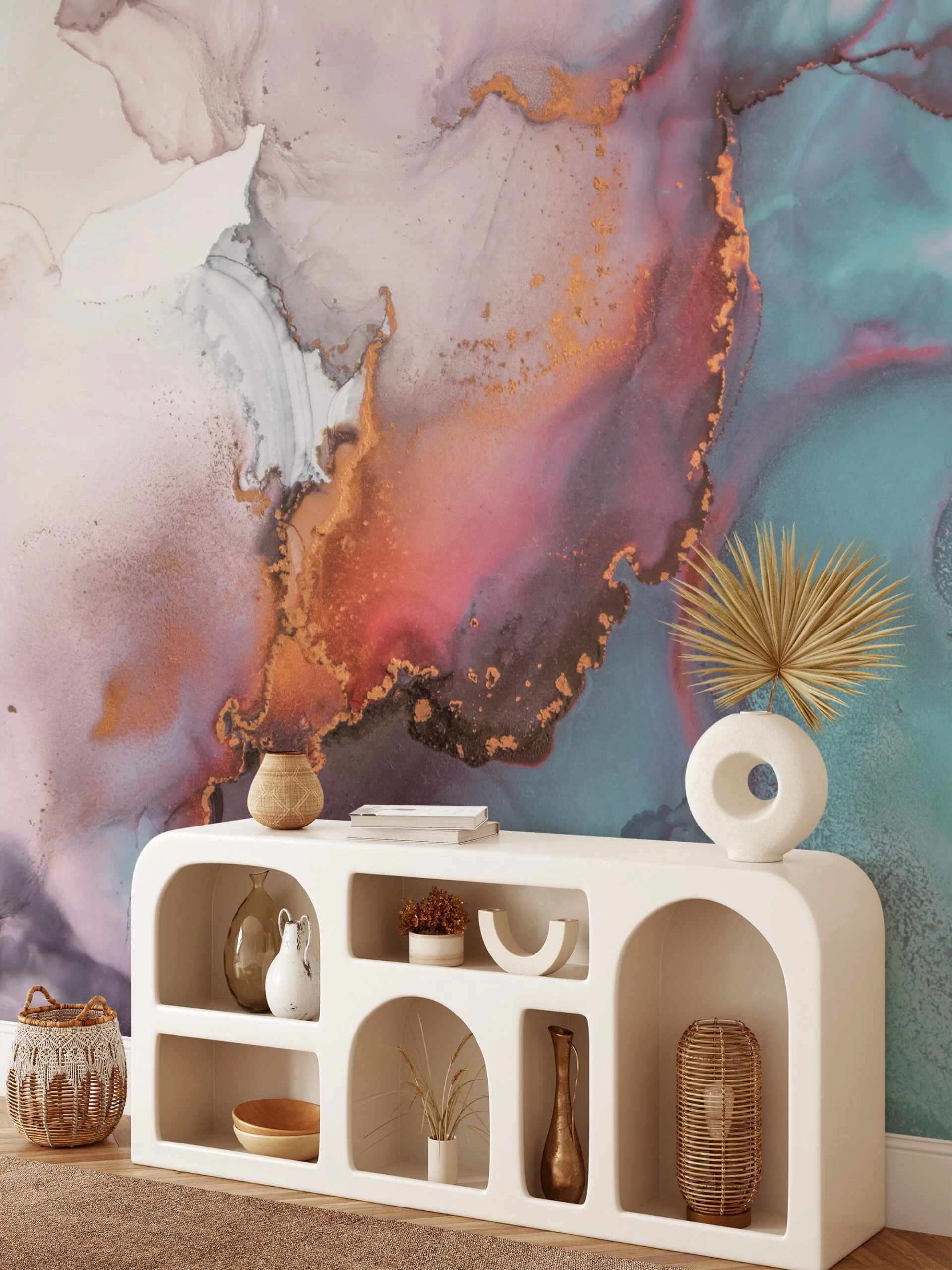 Add a Pop of Color with Colorful Ink Splashes Wall Mural, perfect for Offices, Bedrooms and Living Rooms