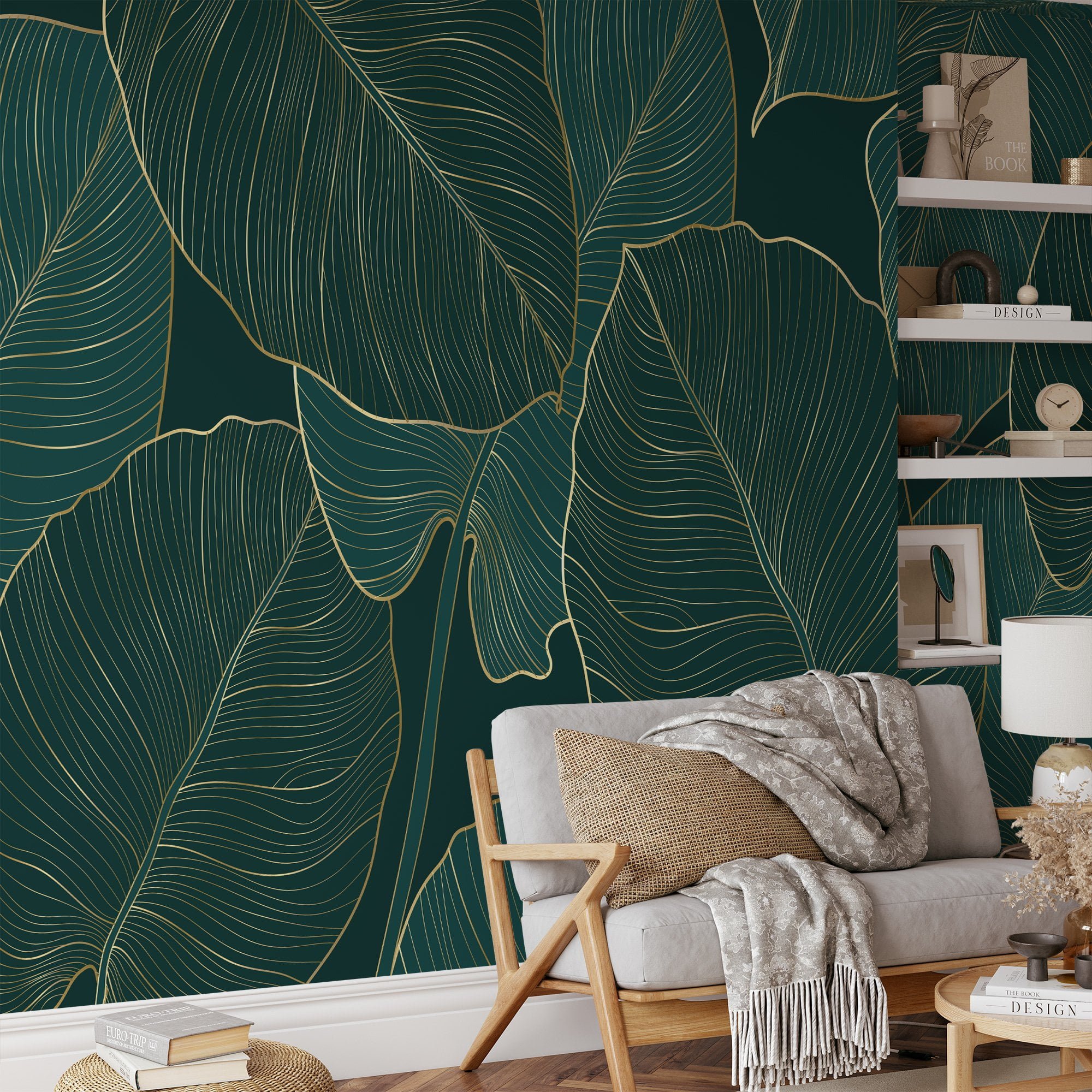 Elegance Bellflower Wallpaper Green Muriva M66114