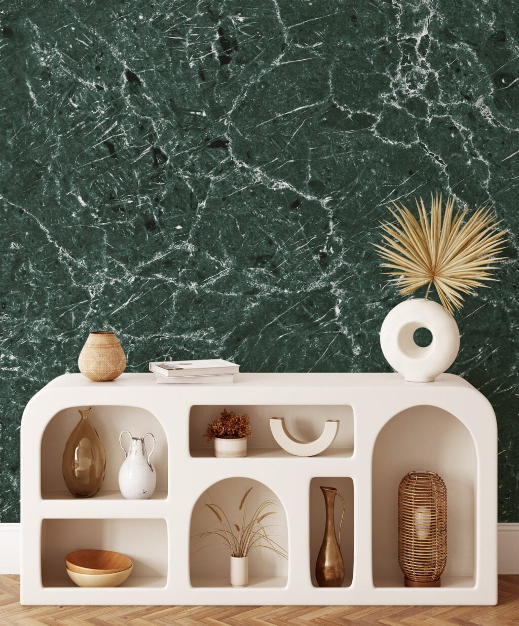 Elevate Your Space with Dark Green Stone Marble Texture Wallpaper, a Removable Wall Mural That Captures the Essence of Luxury and Sophistication