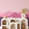 Minimalistic Abstract Mountains Wallpaper with Pink and Purple Hues for a Contemporary and Chic Home Decor