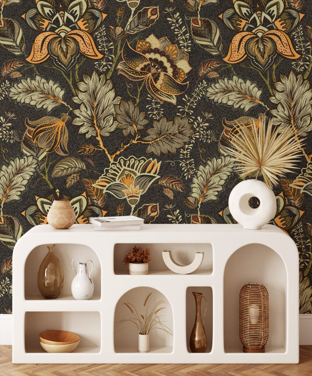 Removable and Durable Vintage Floral Wallpaper with Leaves for a Classic Look in Any Room