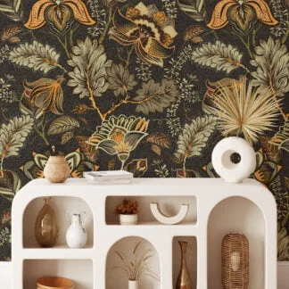 Removable and Durable Vintage Floral Wallpaper with Leaves for a Classic Look in Any Room