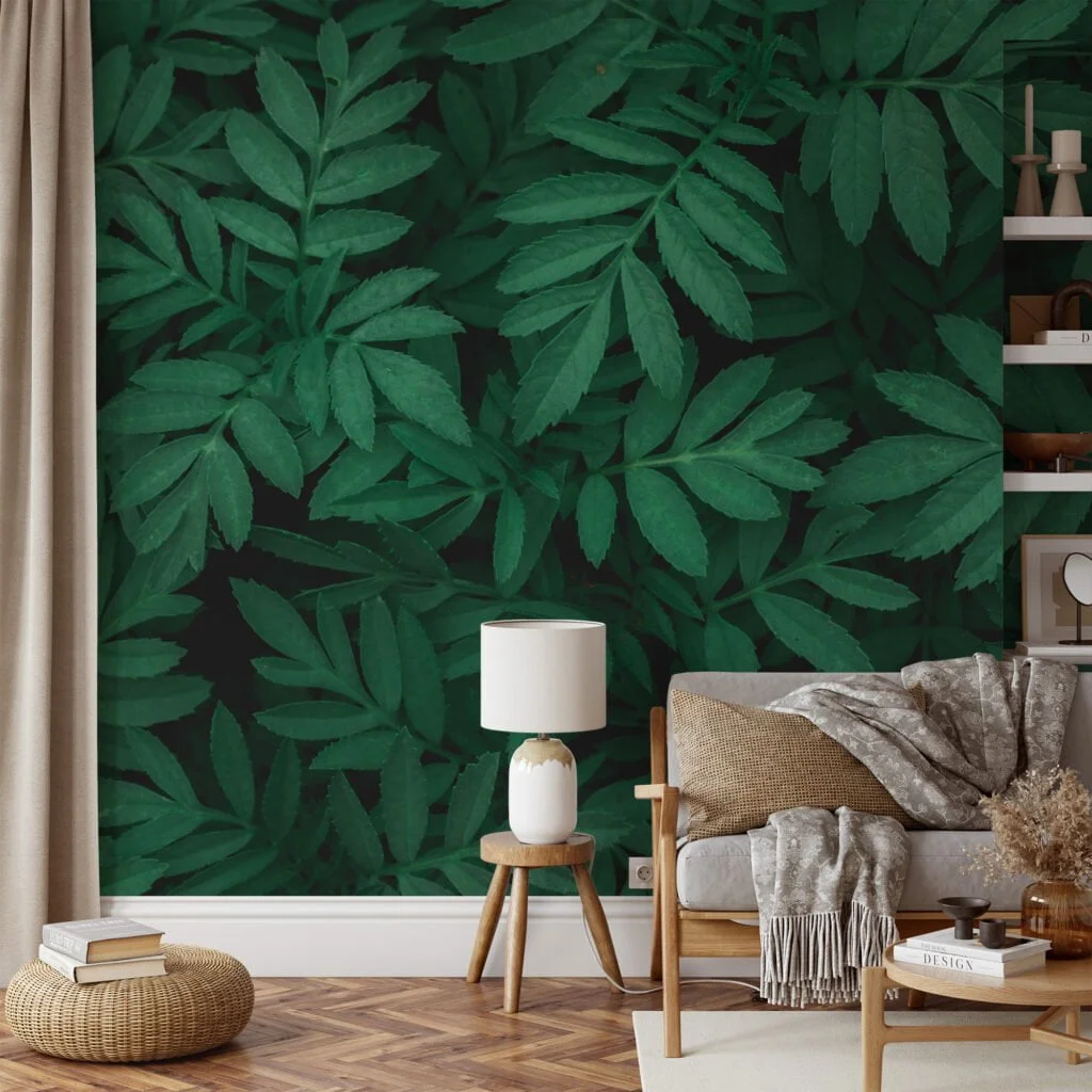 Nature-Inspired Green Leaves Pattern - Self-Adhesive Peel and Stick Botanical Wallpaper to Bring the Outdoors Inside, Removable for Easy Updating