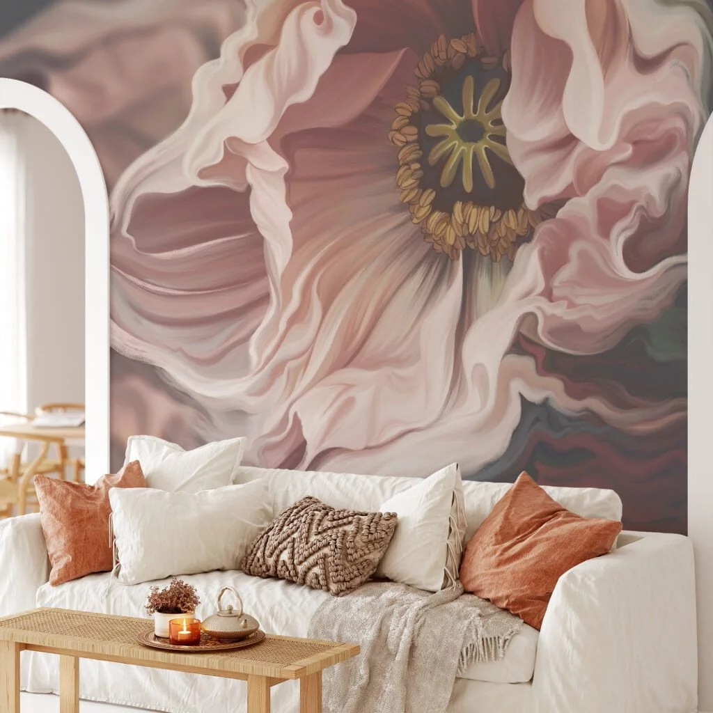 Vibrant Large Flower Design Wallpaper, Peel and Stick Removable Wall Mural for a Bold and Eye-Catching Statement