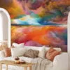 Self-Adhesive and Removable Colorful Sunset Mural Wallpaper - Perfect for a Quick Room Makeover