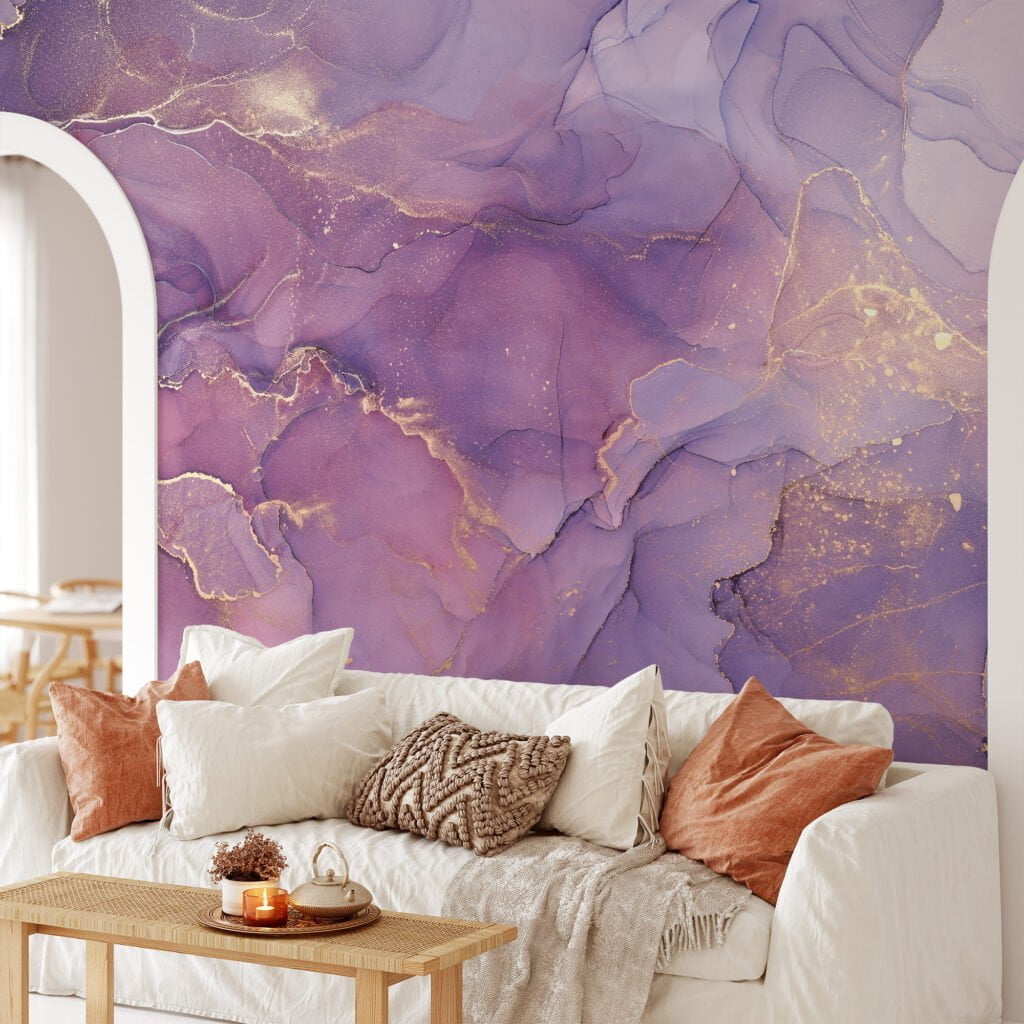 Pink and Purple Shades Marble Patterned Wallpaper - Removable Self-Adhesive Peel & Stick Wall Mural for Whimsical Home Decor