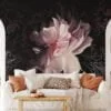 Soft Pink Floral Wallpaper, Large Blooming Flowers Wall Mural for Feminine Bedroom or Nursery