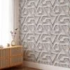 Peel and Stick White Geometric Modules Wallpaper, Self-Adhesive Removable Wall Mural, Modern Wall Decoration for Living Rooms or Bedrooms