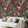 Large Floral Illustration in Traditional Style Wallpaper - Removable and Easy to Install with No Mess or Fuss