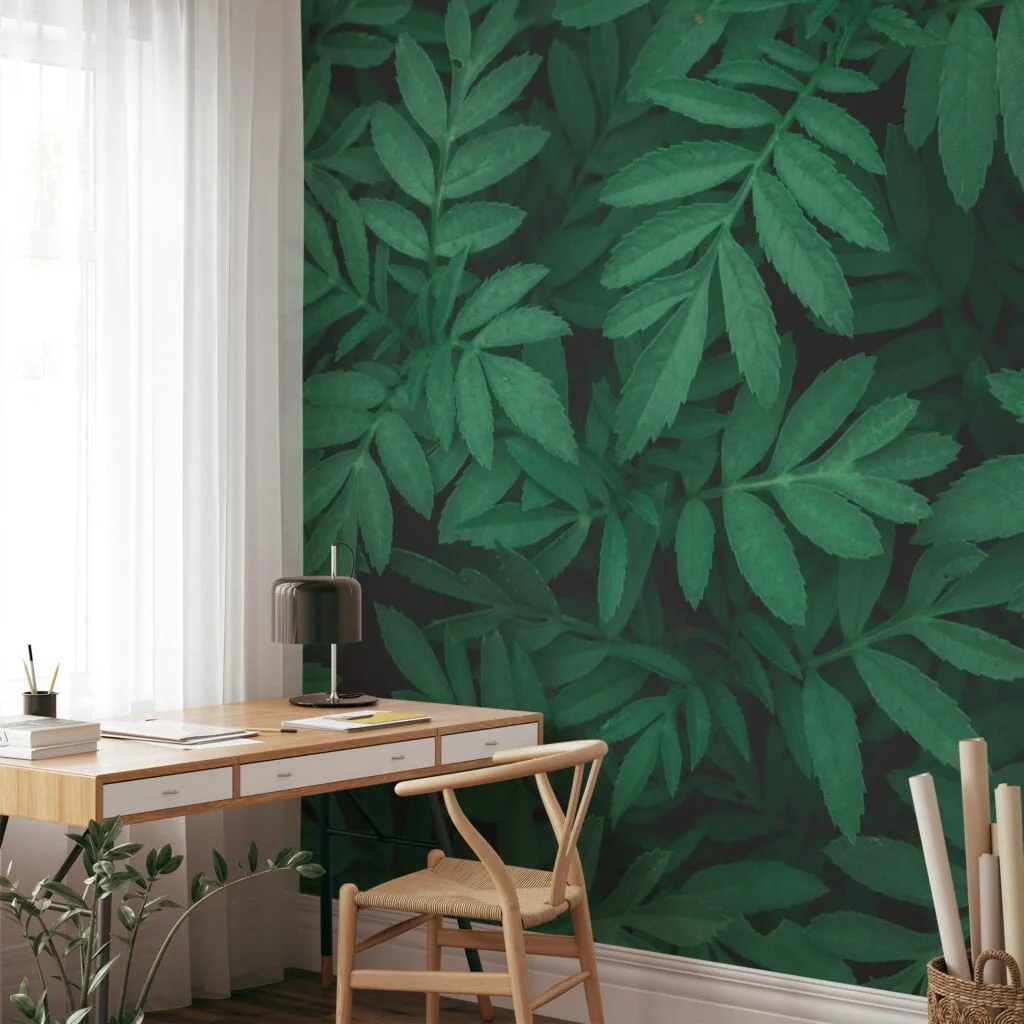 Nature-Inspired Green Leaves Pattern - Self-Adhesive Peel and Stick Botanical Wallpaper to Bring the Outdoors Inside, Removable for Easy Updating