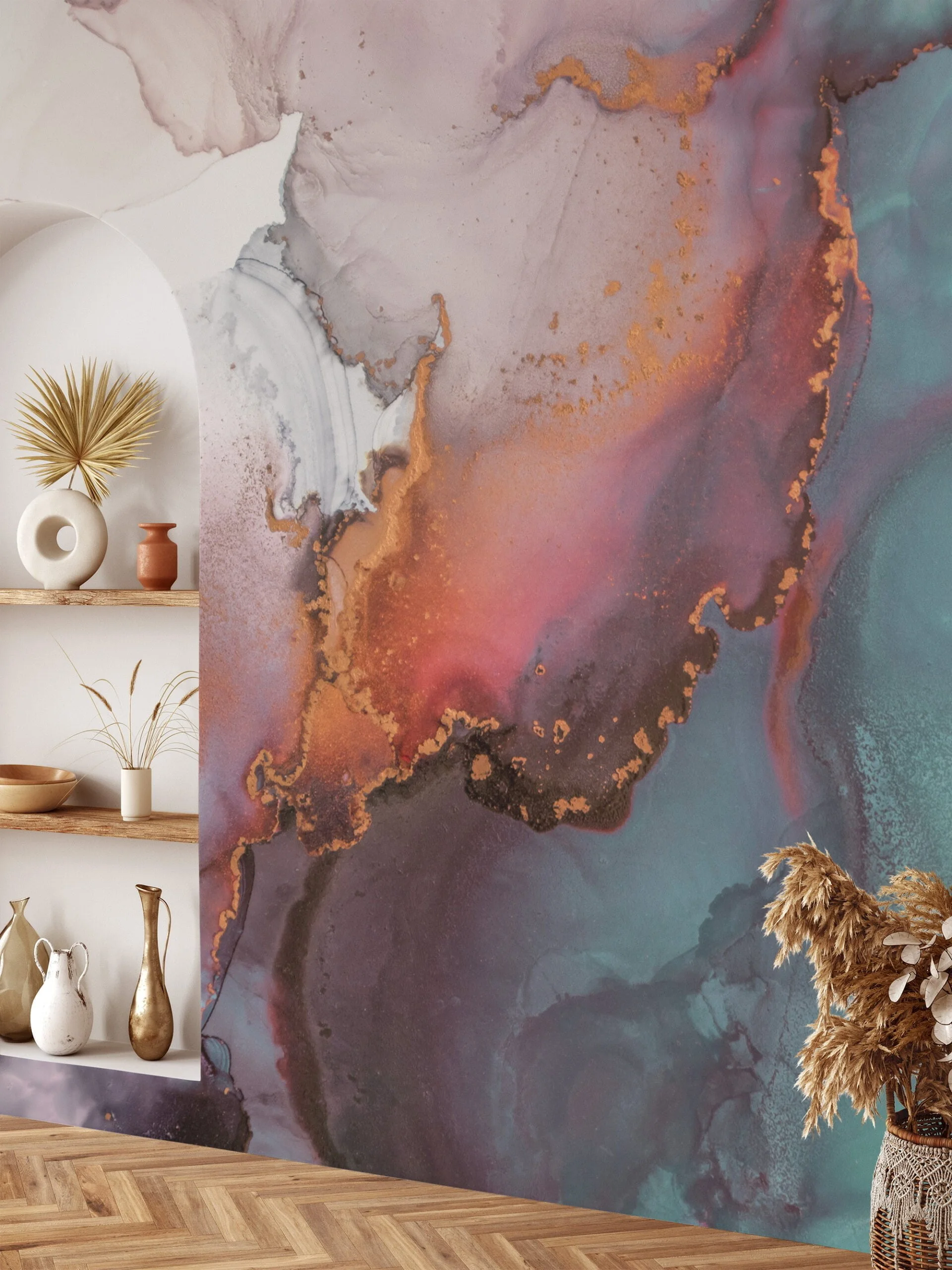 Add a Pop of Color with Colorful Ink Splashes Wall Mural, perfect for Offices, Bedrooms and Living Rooms