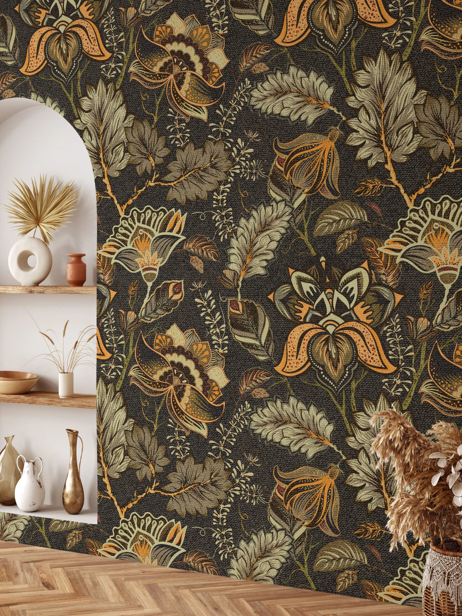 Removable and Durable Vintage Floral Wallpaper with Leaves for a Classic Look in Any Room - Image 9