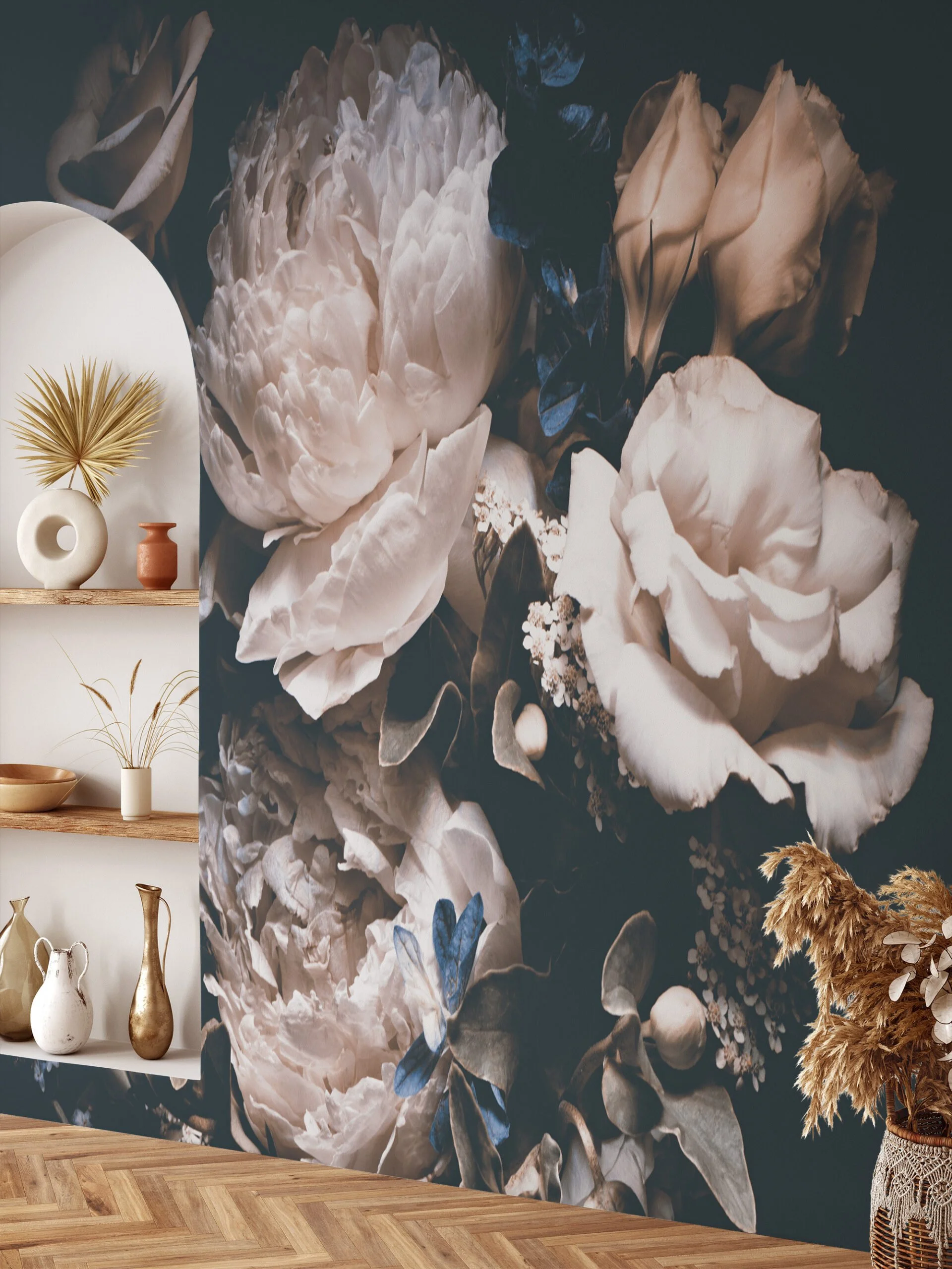 Vintage Flower Bouquet Wallpaper, Charming and Nostalgic Peel and Stick Wall Mural, Self Adhesive Removable Wallpaper for a Cozy Cottage Look