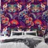 Traditional Colorful Floral Illustration with Birds Wallpaper - Oriental Style Floral Pattern with Vibrant Colors