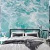 Refreshing Aqua Ocean with Sea Foam Wallpaper for a Calming and Tranquil Home Ambiance
