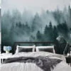 Stunning Foggy Dark Green Forest Wallpaper for a Mystical Nature-Inspired Look