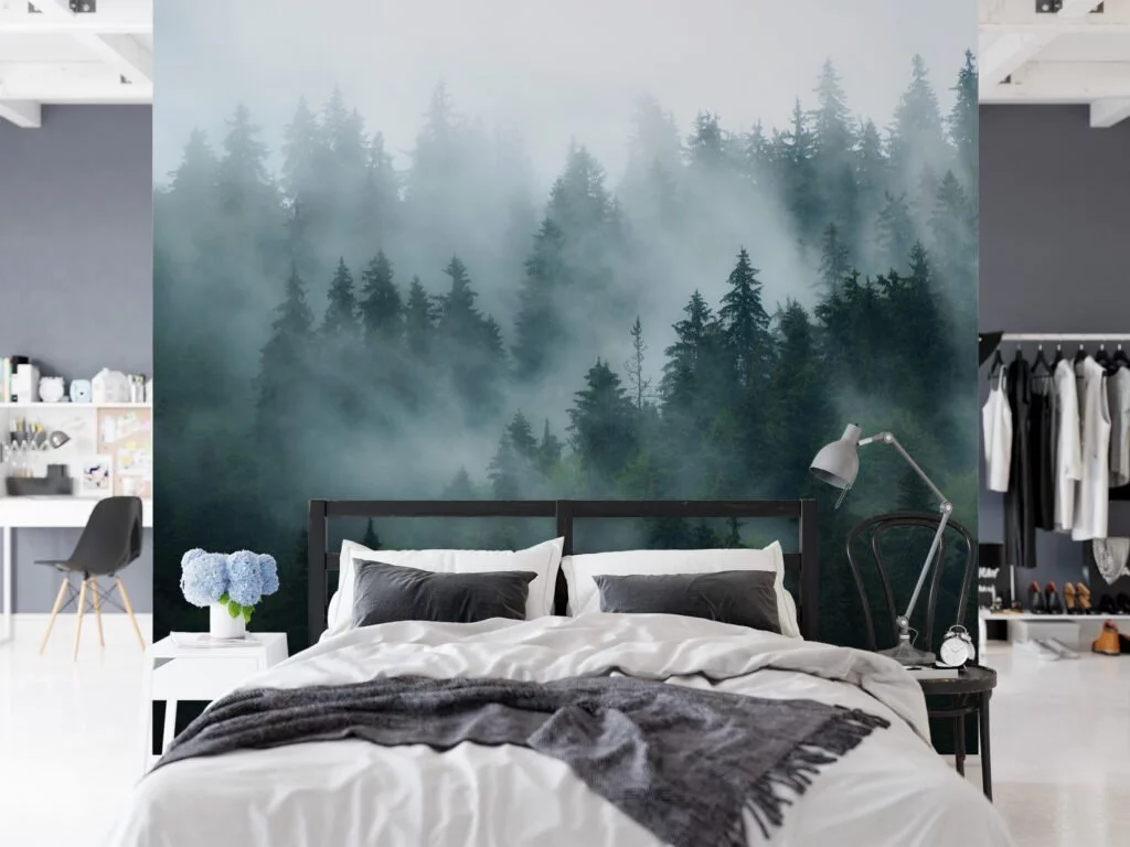 Stunning Foggy Dark Green Forest Wallpaper for a Mystical Nature ...