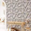 Peel and Stick White Geometric Modules Wallpaper, Self-Adhesive Removable Wall Mural, Modern Wall Decoration for Living Rooms or Bedrooms