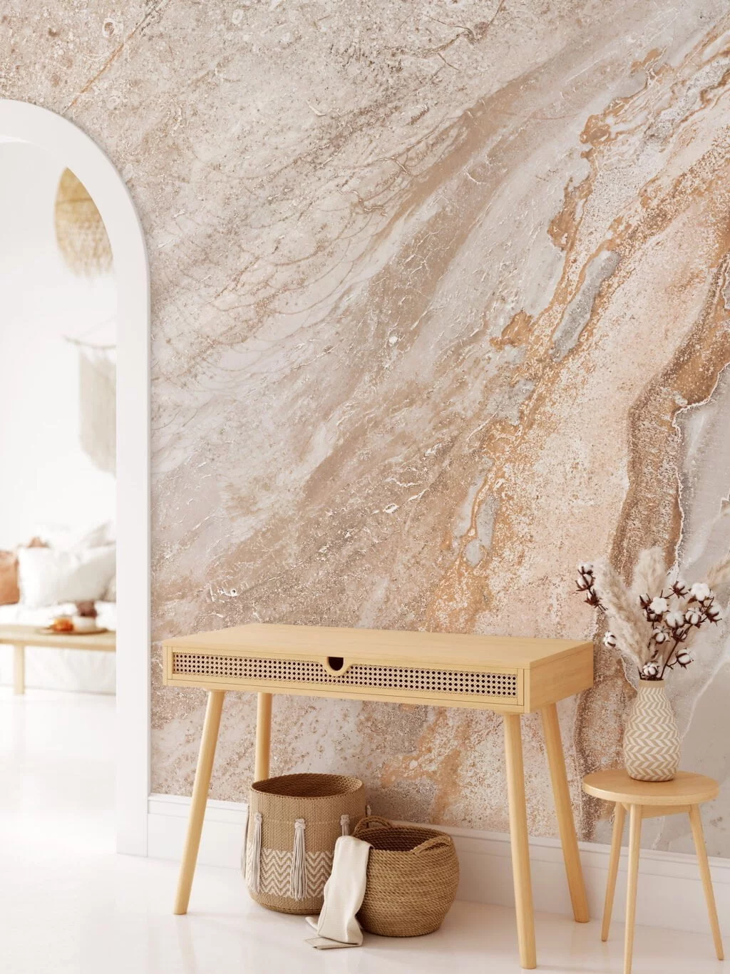 Nude Marble Stone Wall Mural - Self-Adhesive Peel & Stick Wallpaper for Natural Home Decor