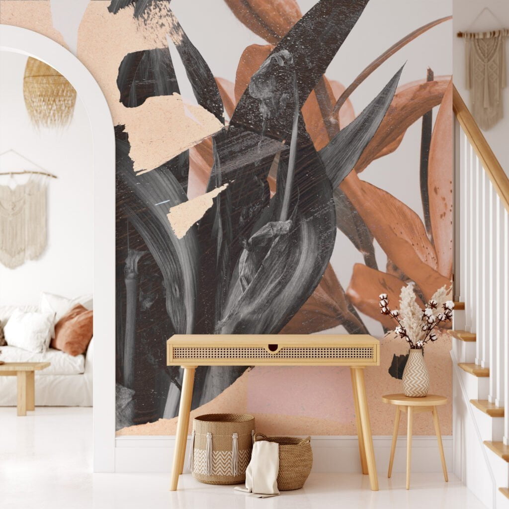 Soft Peach Flower Wallpaper, Peel and Stick Self Adhesive Removable Wall Mural, A Beautiful Addition to Your Living Room