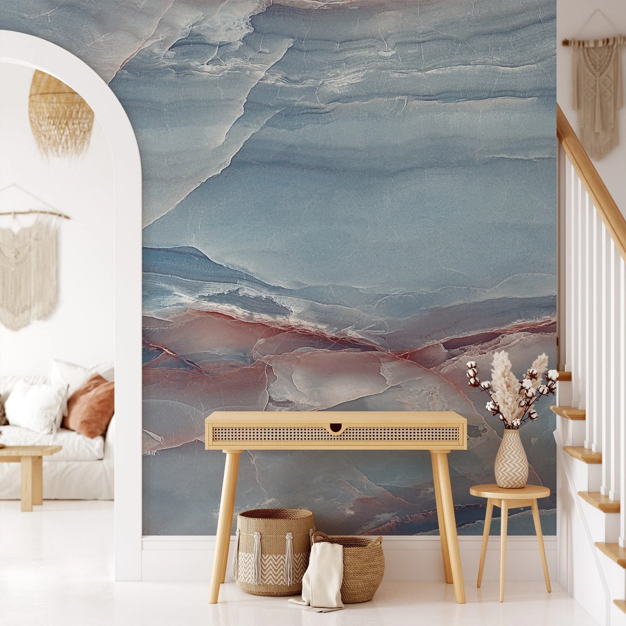 Blue Crystal Marble Wallpaper, a Peel & Stick Self Adhesive Mural that Adds Elegance to any Room